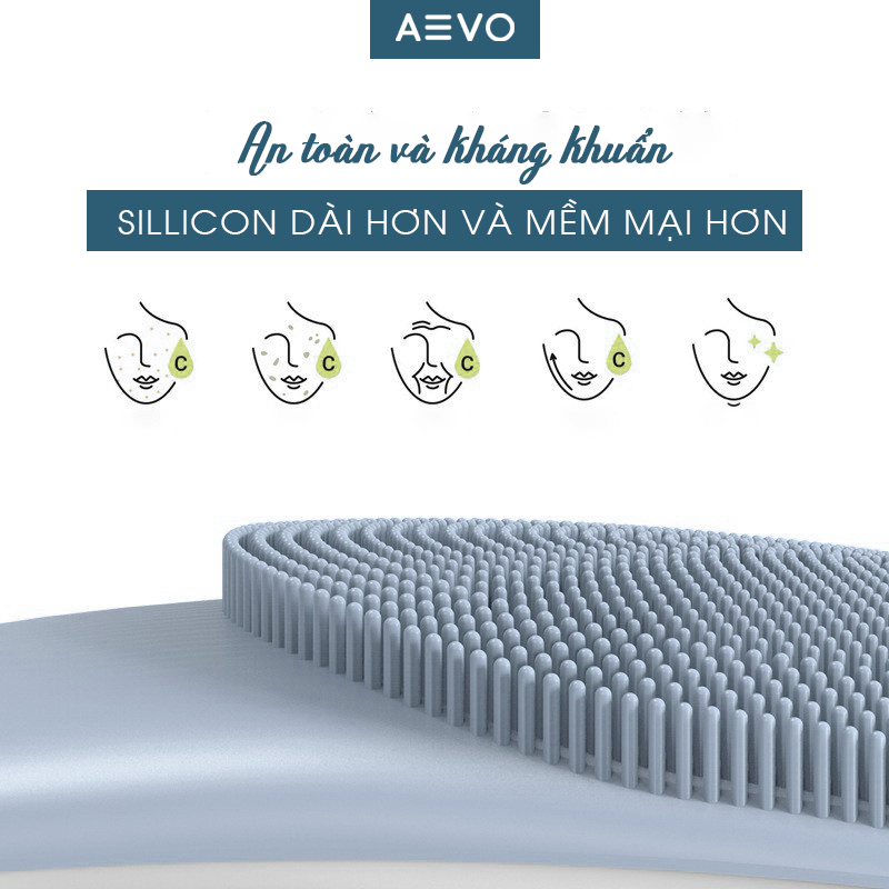 Máy rửa mặt Aevo thế hệ mới đầu sillicon dài và mềm mại hơn