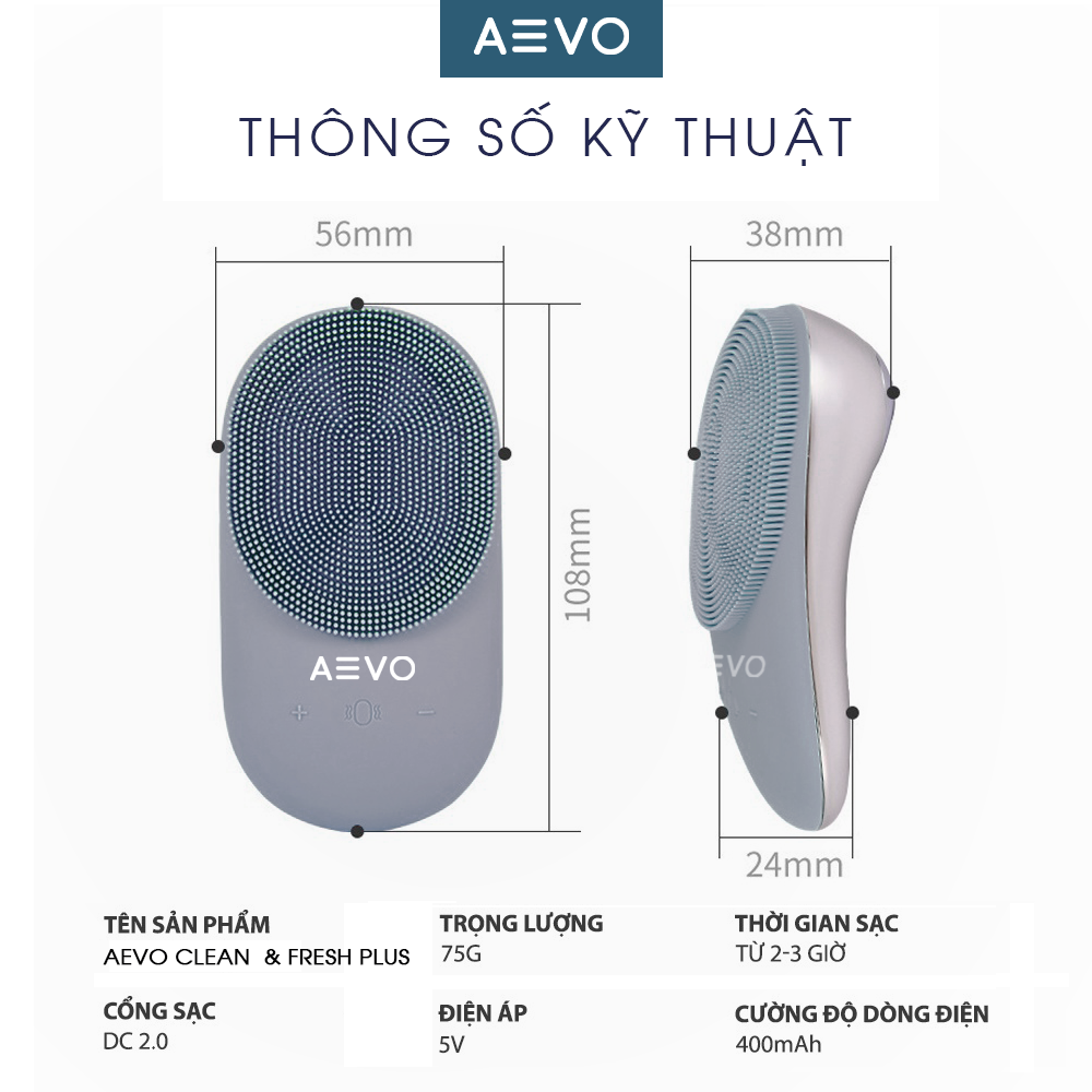 Thông số kỹ thuật máy rửa mặt Aevo Clean And Fresh Plus