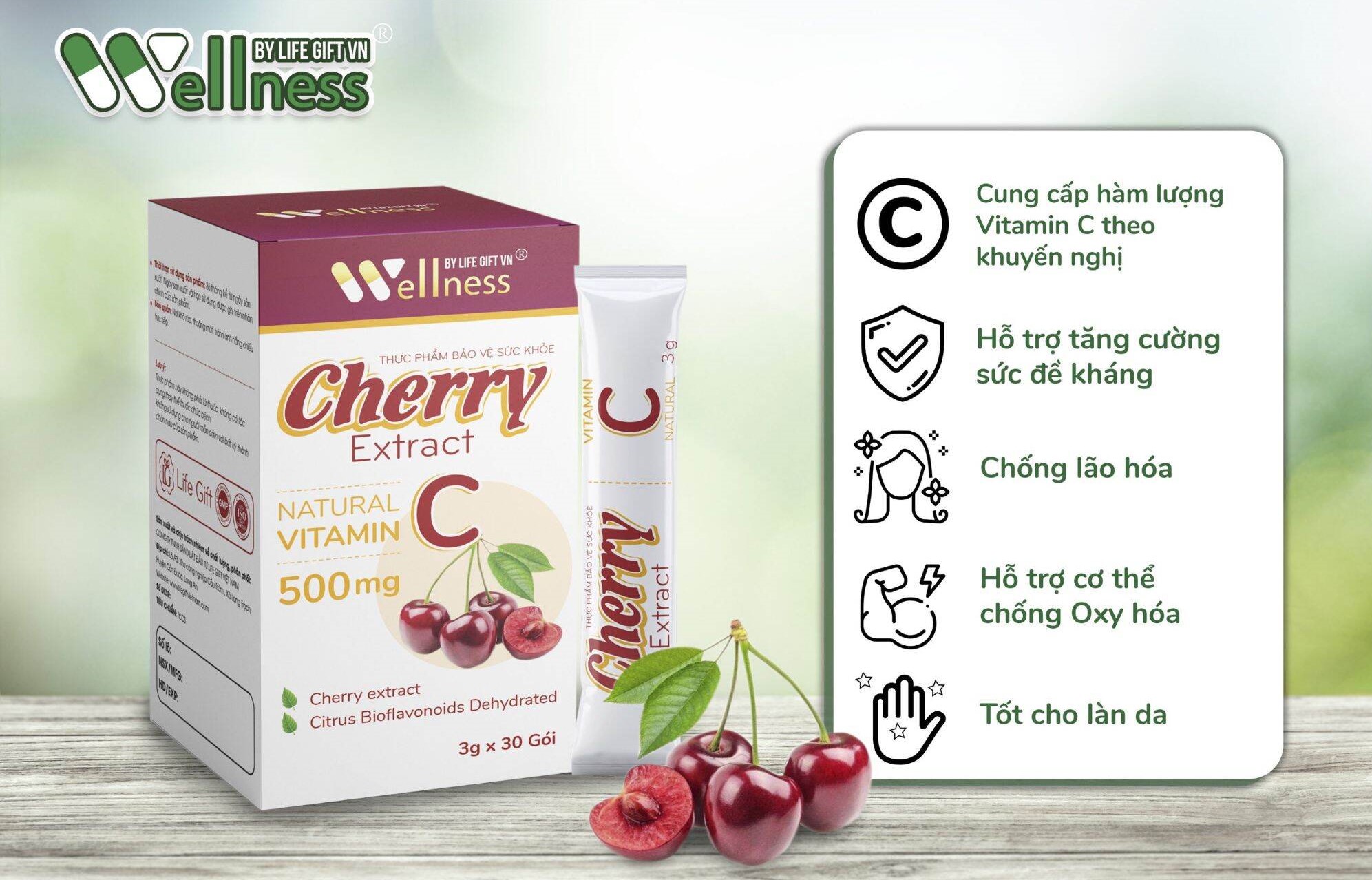 Cherry Extract Vitamin C tăng khả năng hấp thụ canxi và sắt