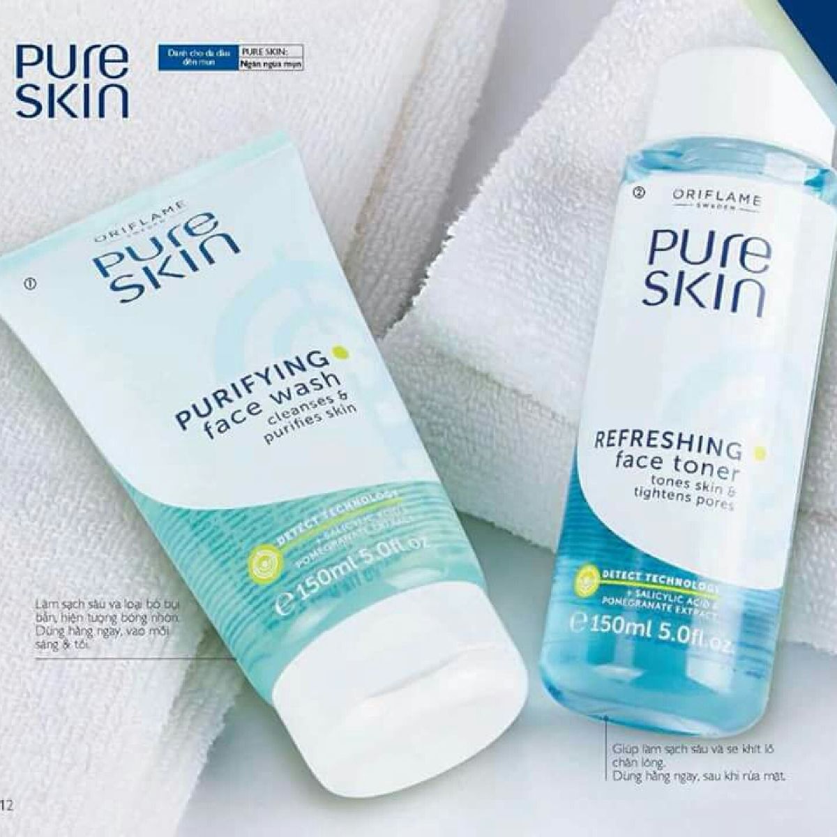Bộ sản phẩm làm sạch cho da nhờn mụn Pure Skin gồm gel rửa mặt và nước cân bằng