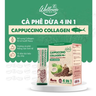 Cà Phê Sức Khỏe Cappuccino Collagen Vị Dừa 18gx20 Sảng Khoái, Đẹp Da, Giảm Nếp Nhăn